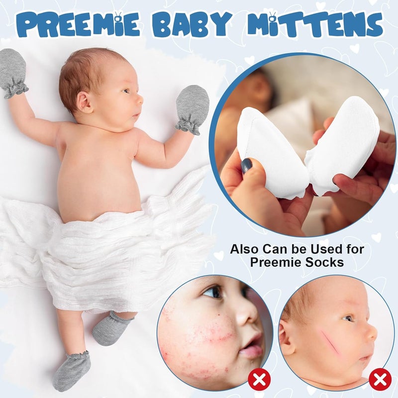 Vabean 12 Pairs Preemie Baby Mittens No Scratch Cotton Premature Baby Gloves for Nicu Preemie Girls Boys Gifts - Image 5